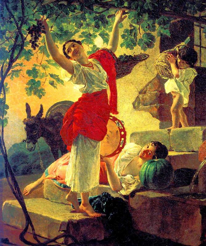 Karl Briullov Girl gathering grapes in the vicinity of Naples